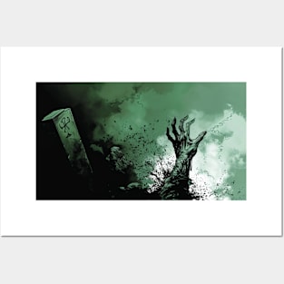 Forest Cemetery Zombie Hand Posters and Art